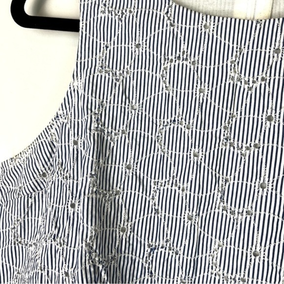 CROWN & IVY Striped Eyelet Peplum Top - Blue & White - Petite Size (PS) - Chic - Picture 3 of 7